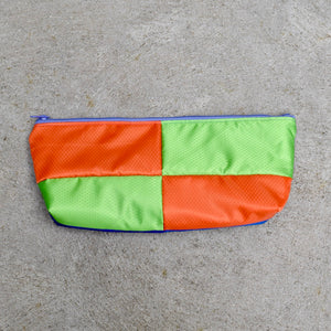OBLONG zippered pouch: purple/blue/lime/orange (22) EACH SIDE IS DIFFERENT!