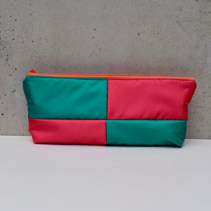 OBLONG zippered pouch: purple/orange/green/pink (5) EACH SIDE IS DIFFERENT!