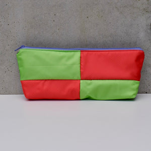 OBLONG zippered pouch: purple/army green/lime/orange (14) EACH SIDE IS DIFFERENT!