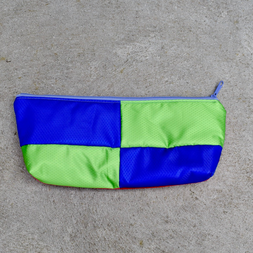 OBLONG zippered pouch: purple/lime/pink/red (19) EACH SIDE IS DIFFERENT!