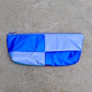 OBLONG zippered pouch: REB/red/blue/periwinkle (23) EACH SIDE IS DIFFERENT!