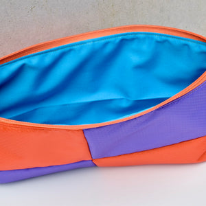 OBLONG zippered pouch: purple/orange/green/pink (5) EACH SIDE IS DIFFERENT!