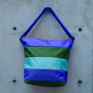 large zippered bag: STRIPES purple/army green/REB (23-18) EACH SIDE IS DIFFERENT!