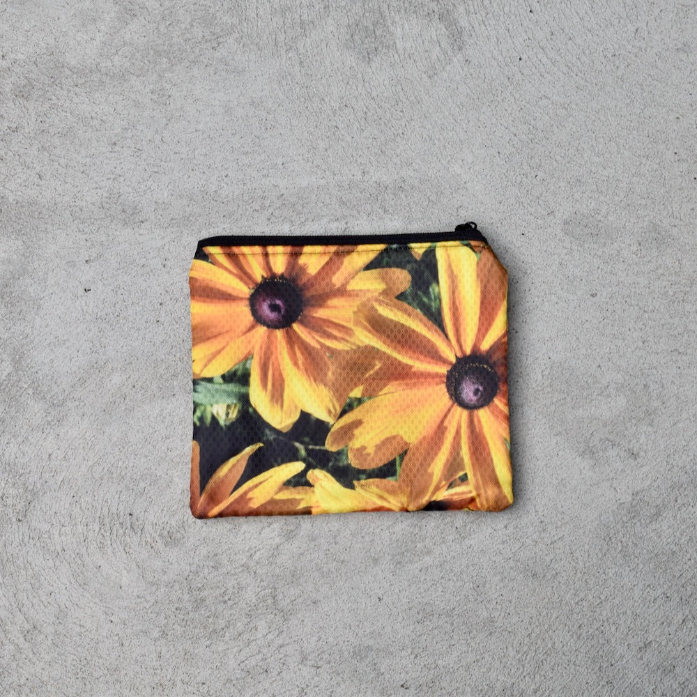 small zippered pouch: rudbekia with lime lining SALE!