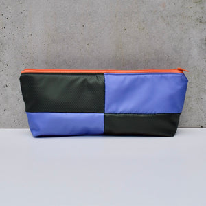 OBLONG zippered pouch: mauve/army green/teal/purple (7) EACH SIDE IS DIFFERENT!