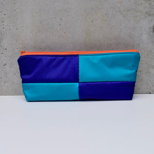 OBLONG zippered pouch: mauve/army green/teal/purple (7) EACH SIDE IS DIFFERENT!
