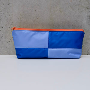 OBLONG zippered pouch: yellow/green/blues (11) EACH SIDE IS DIFFERENT!
