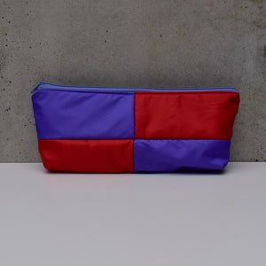 OBLONG zippered pouch: purple/blue/mauve/orange (12) EACH SIDE IS DIFFERENT!