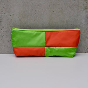 OBLONG zippered pouch: teal/purple/lime/orange (16) EACH SIDE IS DIFFERENT!